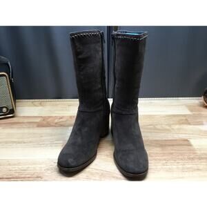 Junction Women's 6.5 Women's Brown Suede Block Heel Mid-Calf Zipper Boots